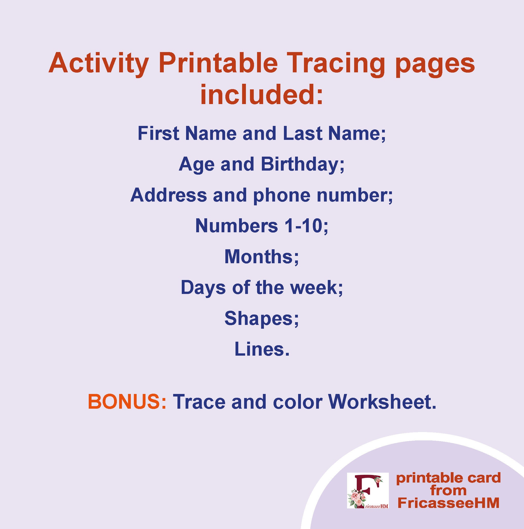 Tracing Printable Worksheets for Preschool, Kindergarten, First Grade ...