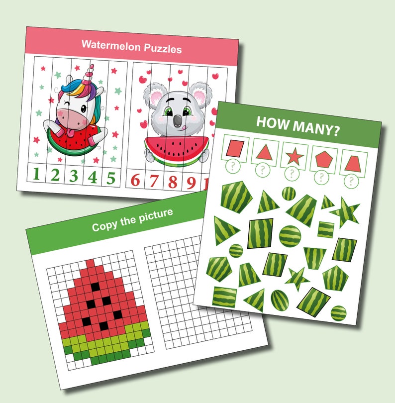 Watermelon Preschool Printable Busy Book, Toddler Learning Pack ...