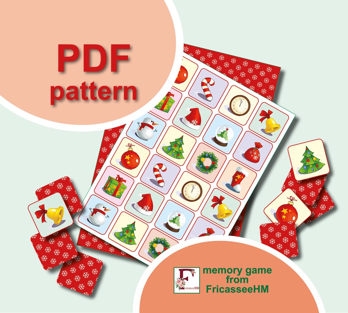 Christmas Memory Game for Preschool Children Montessori New Etsy