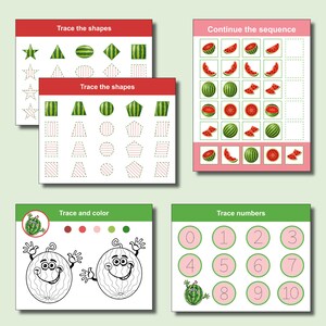 Watermelon Preschool Printable Busy Book, Toddler Learning Pack ...