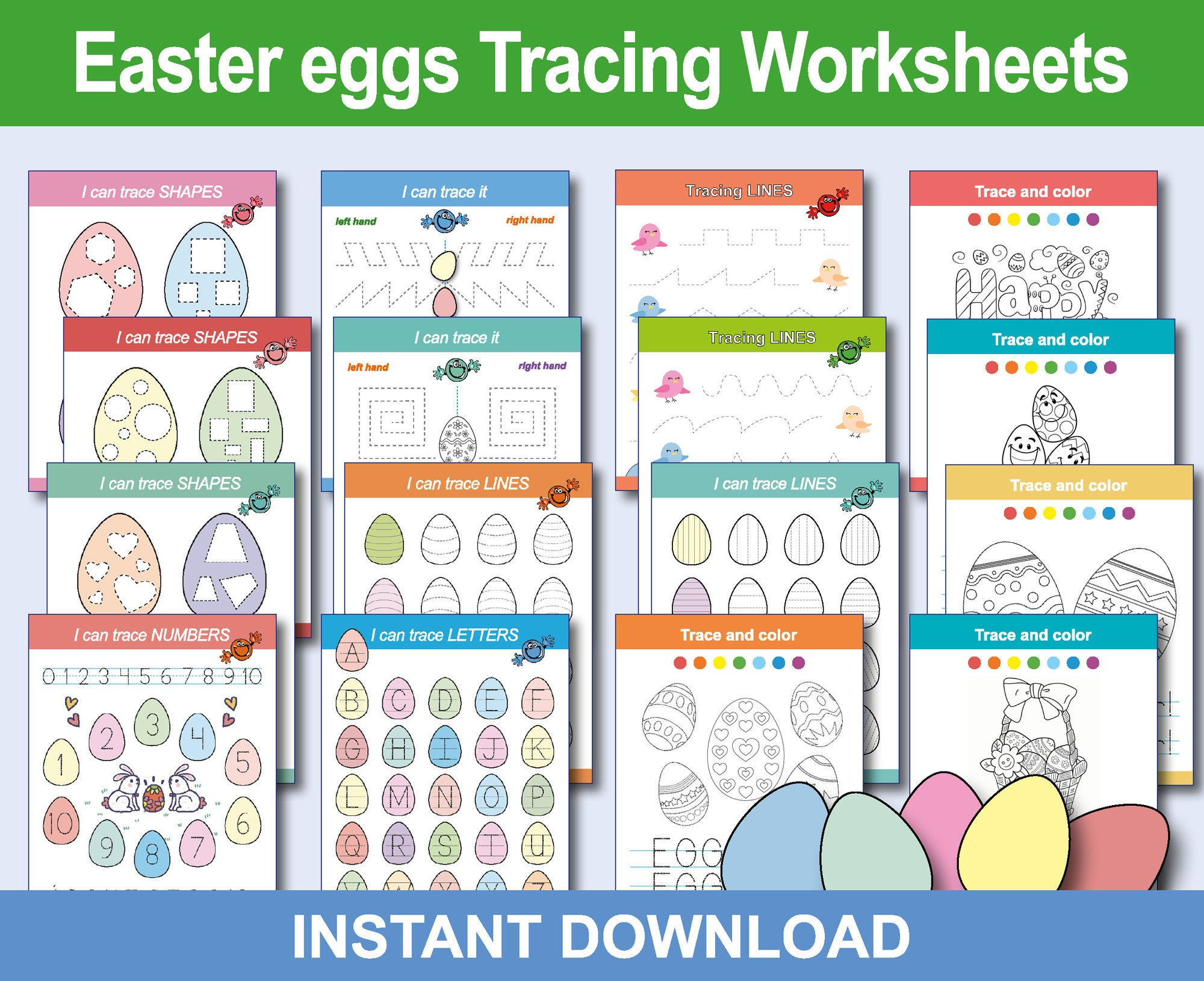 easter eggs kids book tracing printable worksheets for etsy canada