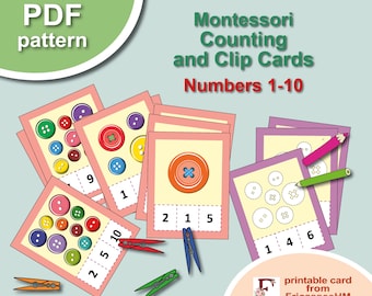 Montessori Button Clip Cards: Numbers 1-10 Counting Game (Digital Download)