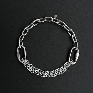 MARTINGALE (zilver) | Handgemaakte roestvrijstalen ketting | Industriële rave-sieraden