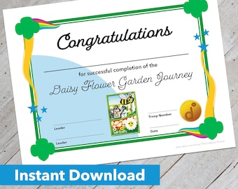 Girl Scout Daisy Welcome to the Daisy Flower Garden Journey Certificate - Downloadable Design