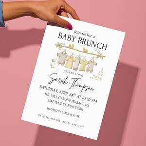 Neutrale Baby-Brunch-Einladungsvorlage: Bearbeitbare Babypartyeinladung (Digitaler Download)
