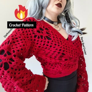 CROCHET PATTERN Friday the Thirteenth Skull Cardigan / Spooky Cardigan / Gothic Cardigan / Witch Cardigan / Tie Up Wrap Cardigan