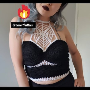 Halloween Spiderweb Bustier Crochet Pattern/Witchy Crop Top Crochet Pattern/Spiderwoman Gothic Top Crochet Pattern/Alternative Crochet Top