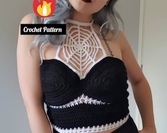 Halloween Spiderweb Bustier Crochet Pattern/witchy Crop Top