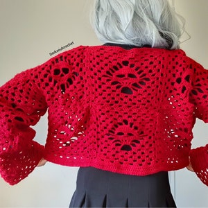 CROCHET PATTERN Friday the Thirteenth Skull Cardigan / Spooky Cardigan / Gothic Cardigan / Witch Cardigan / Tie Up Wrap Cardigan image 2