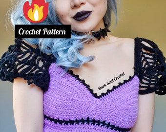 HÄKELANLEITUNG Gothic Prinzessin Häkeltop / Spiderweb Gothic Top Häkelanleitung / Witchy Häkeltop / Gothic Fairy / Cottagecore Hexe
