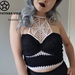 Halloween Spiderweb Bustier Crochet Pattern/Witchy Crop Top Crochet Pattern/Spiderwoman Gothic Top Crochet Pattern/Alternative Crochet Top