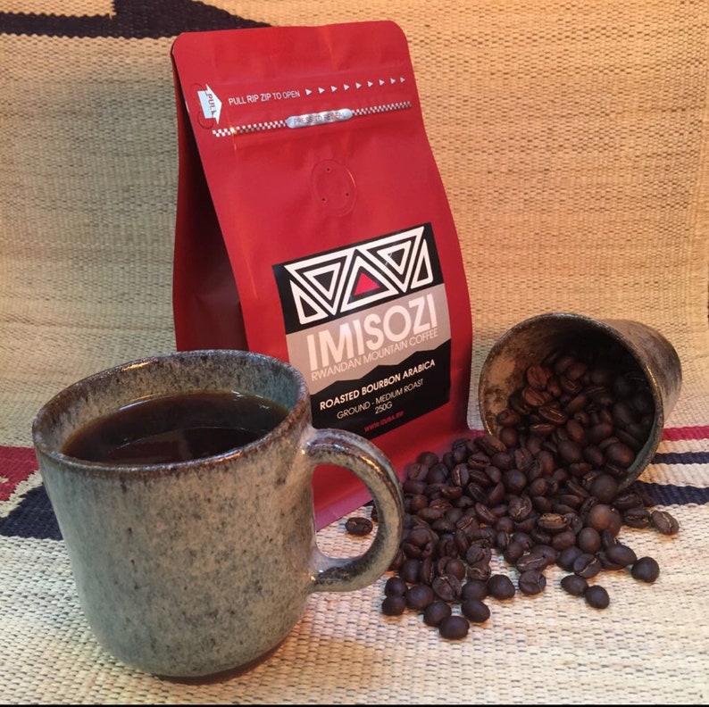 Rwanda Coffee - beans and cup
