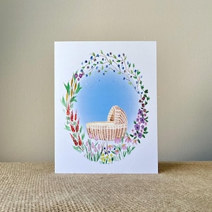 New Baby Card-Birth of Baby-Eco-friendly -Watercolor-Handmade-Size A2 (4.25"x5.5")