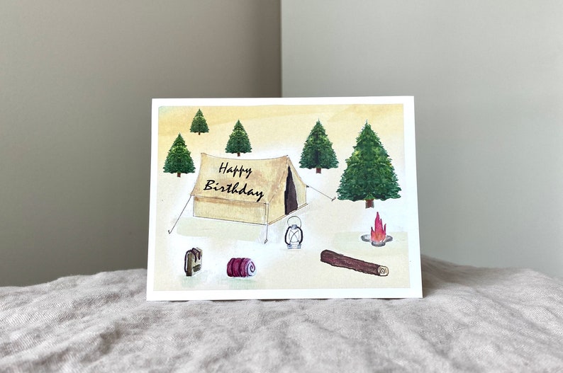 Birthday-Campsite-Im Glad Were On This Adventure Together-Greeting Card-100% Recycled Paper-Handmade-Size A2-4.25x5.5 image 3