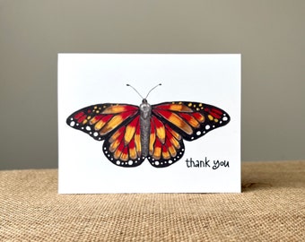 Thank You-Butterfly-Greeting Card- Handmade-100% Recycled Paper-Size A2-4.25"x5.5"