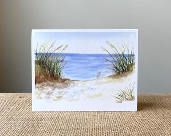 Beach Dune-Greeting Card-100% Recycled  Paper-Handmade-Watercolor-Size A2-4.25"x5.5"