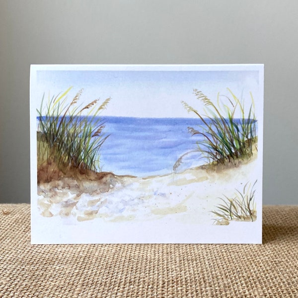 Beach Dune-Greeting Card-100% Recycled  Paper-Handmade-Watercolor-Size A2-4.25"x5.5"