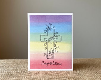 Confirmation-Optional Money/Gift Card Holder-Greeting Card-100% Recycled Paper-Eco-friendly-Watercolor-Handmade