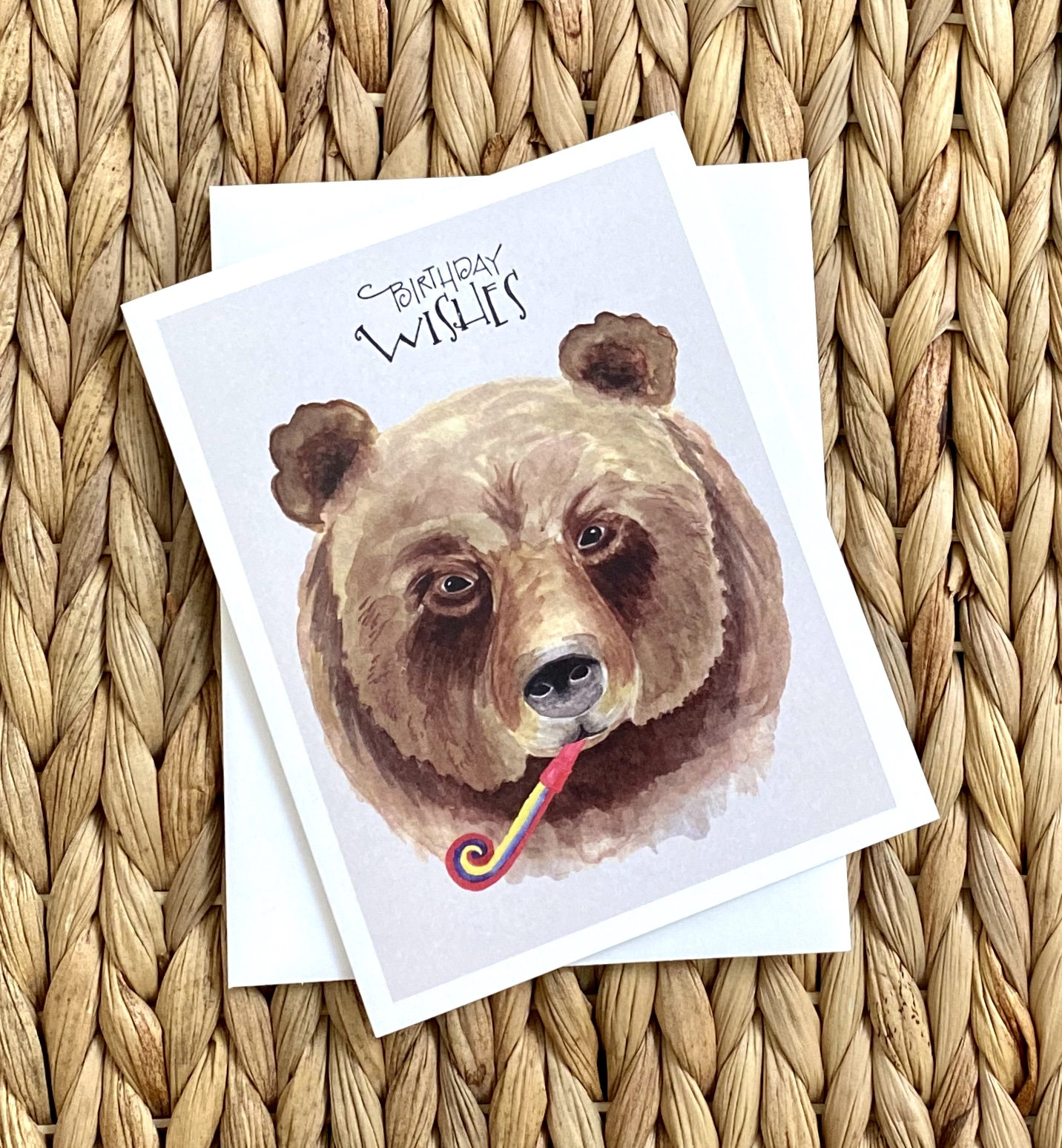 Birthday-You Are Awesome-Bear-Funny-Greeting Card -100% Recycled Paper -Handmade-Watercolor-Size A2-4.25"x5.5"