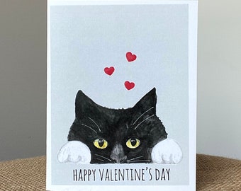 Valentine’s Day Card-Peek-a-boo Kitten-100% Recycled Paper-Eco Friendly-Handmade-Size A2-4.25"x5.5"