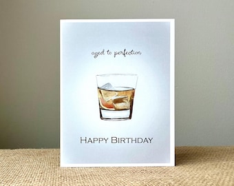 Birthday Card-Bourbon Whiskey-Funny-Handmade-Watercolor-Eco-Friendly-Size A2-4.25"x5.5"