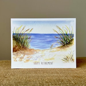 Retirement Card-Beach Dune-100% Recycled Paper-Watercolor-Handmade-Size A2-4.25"x5.5"