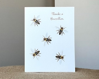 Thanks A Buzzillion !-Abeilles-drôle-vierge-carte de voeux-fait main-respectueux de l'environnement-taille A2-4,25"x5,5"