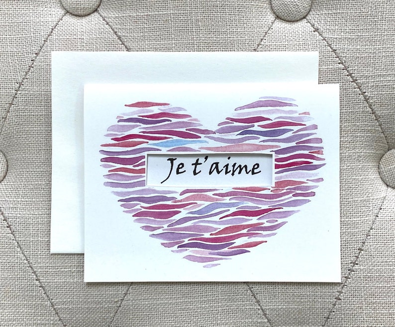 French-Carte de Voeux-Je t\u2019aime-100/% Papier Recycle-Ecologiques-Artisanal