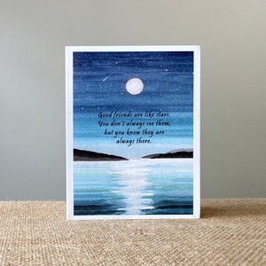 Friendship Card-Stars in the Sky -100% Recycled Paper-Handmade-Watercolor-Size A2-4.25"x5.5"