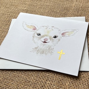 Baptism-Baby Girl Christening-Greeting Card-100% Recycled Paper-Watercolor-Handmade-Size A2-4.25&quot;x5.5&quot;