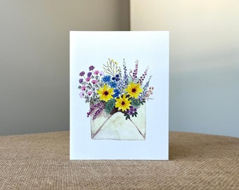 Envelope Wildflowers-All Occasion-Greeting Card-100% Recycled Paper-Handmade-Size A2-4.25"x5.5"