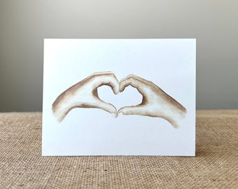 Heart Hands-Love-Friendship-Greeting Card-100% Recycled Paper-Handmade-Friendship-Love-Anniversary-Size A2-4.25"x5.5"