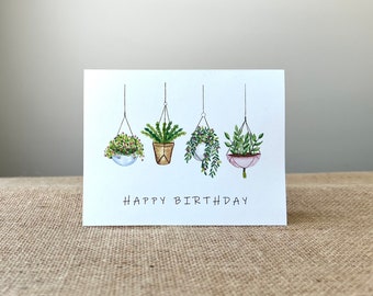 Birthday-Hanging Plants-Greeting Card-100% recycled paper-Size A2-4.25"x5.5"