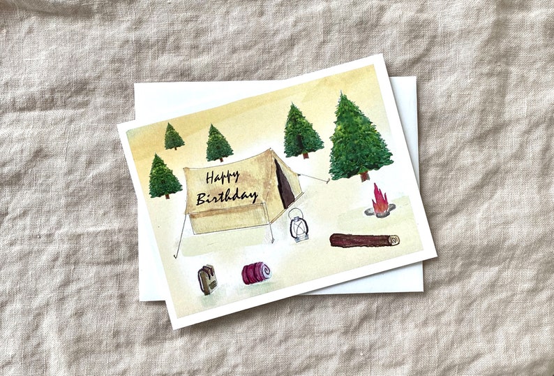 Birthday-Campsite-Im Glad Were On This Adventure Together-Greeting Card-100% Recycled Paper-Handmade-Size A2-4.25x5.5 image 1