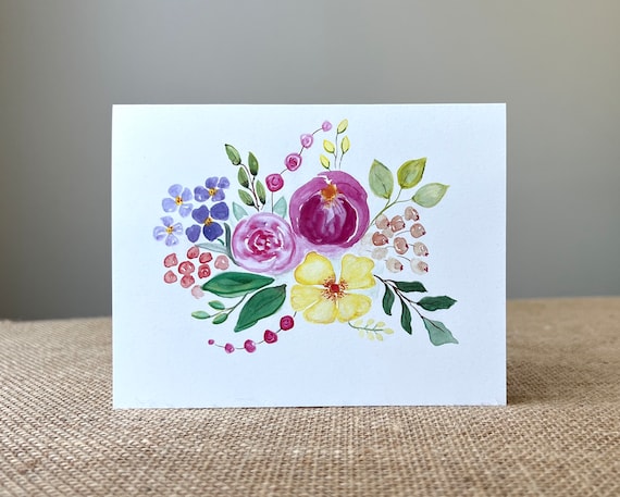 Retirement Card-Bouquet-Congratulations for Her-100% recycled paper-Goodbye-Farewell-So Long-From All of Us-Size A2-4.25"x5.5"