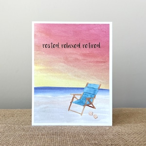 Retirement Card -Peaceful Sunset-100% Recycled Paper-Watercolor-Handmade-Size A2-4.25"x5.5"