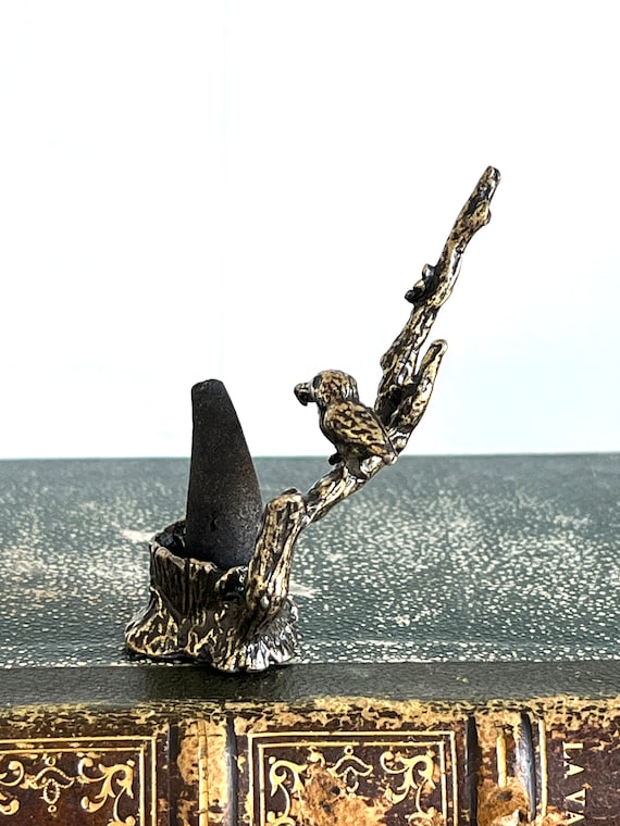 Miniature Brass Bird Incense Burner | Brass Bird on a Branch