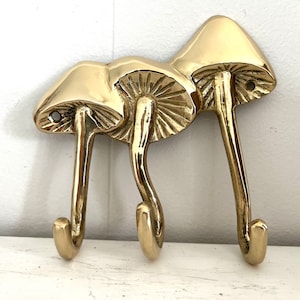 Brass Mushrooms Triple Wall Hook image 5