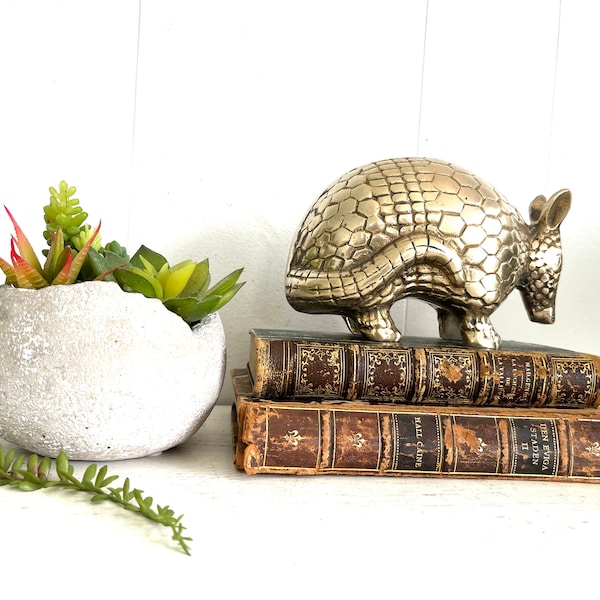 Large Vintage Brass Armadillo, 6” | Texas State Animal | Brass Armadillo Bookend | Armadillo Doorstop