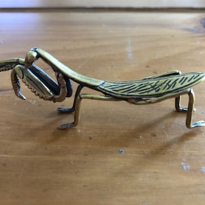 Brass Praying Mantis, Miniature | Miniature Brass Bug | Brass Insect