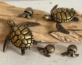 Miniature Brass Sea Turtle and Baby Sea Turtle, Very TINY | Sold INDIVIDUALLY
