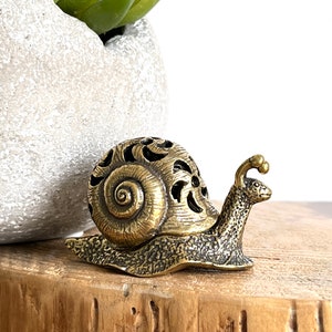 Small Brass Snail Incense Burner, Cone and Stick Incense Holder