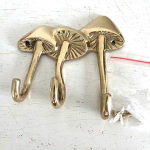 Brass Mushrooms Triple Wall Hook image 3