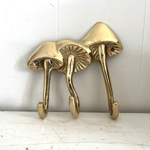 Brass Mushrooms Triple Wall Hook image 1