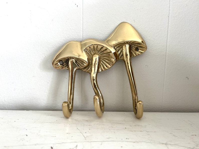 Brass Mushrooms Triple Wall Hook image 1