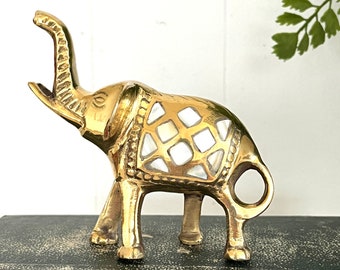 Small Brass Elephant | Mother of Pearl Elephant | Elephant Ring Holder