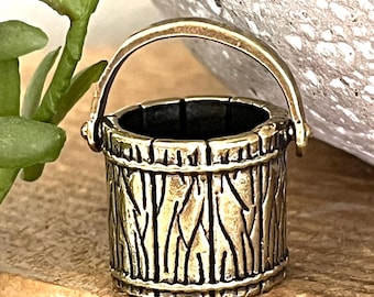 Set of Three Small Vintage Brass Buckets With Handle | Flower or