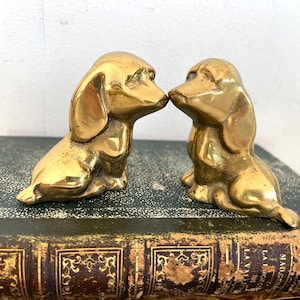 Pair of Vintage Brass Dachshunds