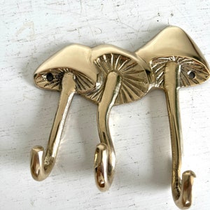 Brass Mushrooms Triple Wall Hook image 7