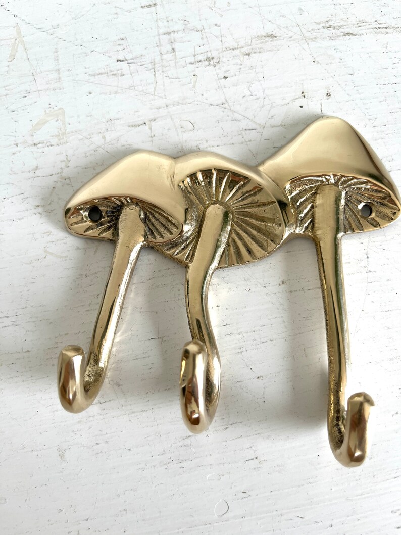 Brass Mushrooms Triple Wall Hook image 7